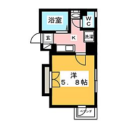 T'sSquare 1Kの間取図画像