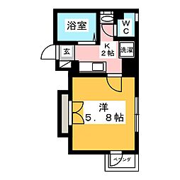 T'sSquare 1Kの間取図画像