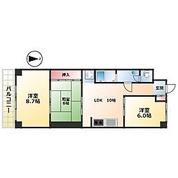 シーズンコート本陣通 2LDKの間取図画像