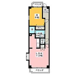マーベラス栄生 1LDKの間取図画像