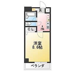 サンモール名駅 1Kの間取図画像