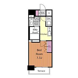 TENAS亀島 1Kの間取図画像