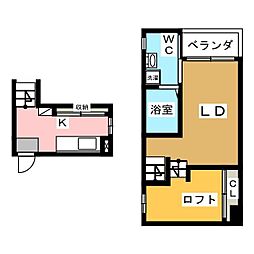 グラン・レーヴ名駅 1Kの間取図画像