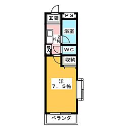 エントピアアスカ 1Kの間取図画像