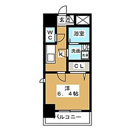 エスリード名古屋STATIONWEST 1Kの間取図画像
