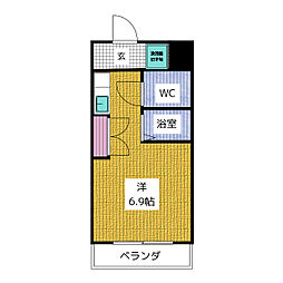 シエロビル ワンルームの間取図画像