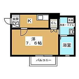 CasaAvenueNakamura 1Kの間取図画像