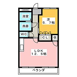 エムトゥルース 1LDKの間取図画像