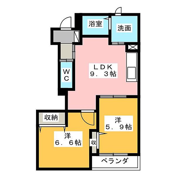 ローズコート ｜愛知県名古屋市中川区戸田明正２丁目(賃貸マンション2DK・1階・48.37㎡)の写真 その2