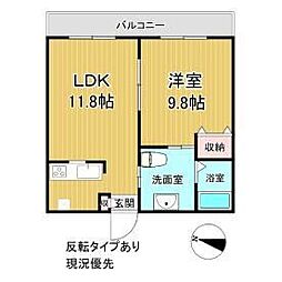マキビル 4階1LDKの間取り