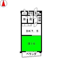 セジューネ・トーシ 6階1DKの間取り