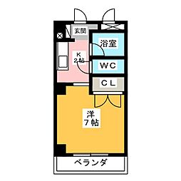 スカイビレッヂ ワンルームの間取図画像