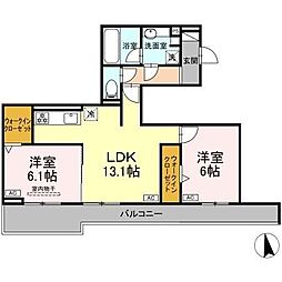オリヴォ フラガンテ 2LDKの間取図画像