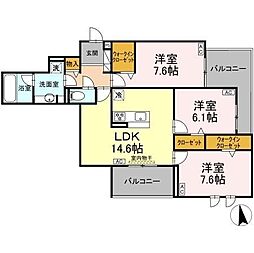 オリヴォ フラガンテ 3LDKの間取図画像