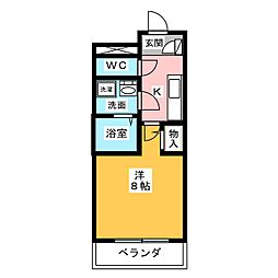 リバーサイドシェル 1Kの間取図画像