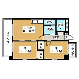 CaminoReal 2DKの間取図画像