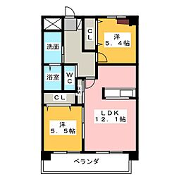 ボン・レポン新家 2LDKの間取図画像