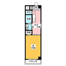 リヴィエール新 1Kの間取図画像