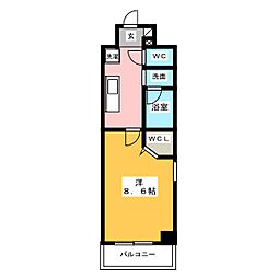 イースクエア並木 1Kの間取図画像