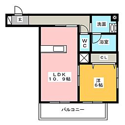 TERASS八田 1LDKの間取図画像
