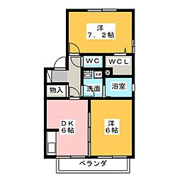 ヴィラ・ルージュ 2DKの間取図画像