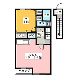 アンプルールリーブルゴールドクレスト 1LDKの間取図画像