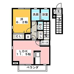 珠輝 1LDKの間取図画像