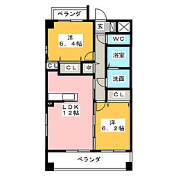 グラシアアネックス 2LDKの間取図画像