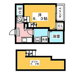 ハーモニーテラス八田2 1Kの間取図画像