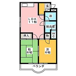 シャトルウイング 2LDKの間取図画像