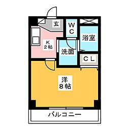 ラルジュ柳森 1Kの間取図画像