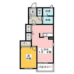 ガーデンスクエアB 1LDKの間取図画像