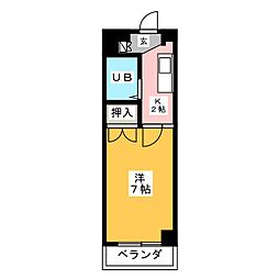 一久ハイツ 1Kの間取図画像