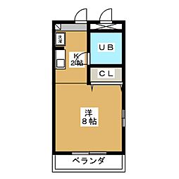 メゾンアリエス 1Kの間取図画像