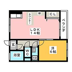 やなせハイツ 1LDKの間取図画像