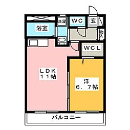 ベルージュ 1LDKの間取図画像