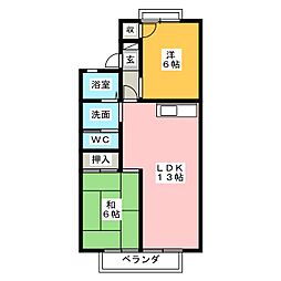グリーンビューハイツ 2LDKの間取図画像
