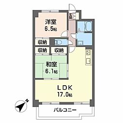 エコーハイツ伏屋 2LDKの間取図画像