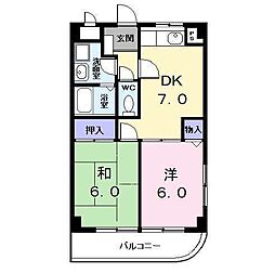 サン・セール 2DKの間取図画像