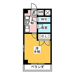 レージュウイング 1Kの間取図画像