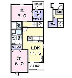 アンジュパティオ3 2LDKの間取図画像