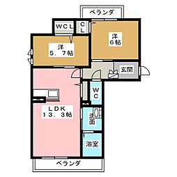 ルシエル 2LDKの間取図画像