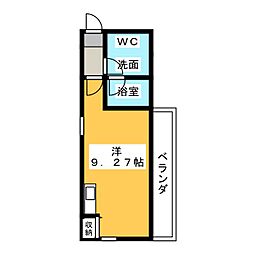 アバンティ名駅北 2階ワンルームの間取り