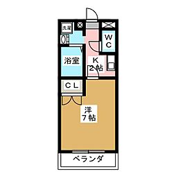パラッツォT・H黄金 1Kの間取図画像