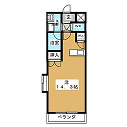 ヴェルシェーヌ桜橋 ワンルームの間取図画像