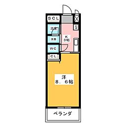 セレニティー名駅 1Kの間取図画像