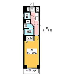 sereza錦 1Kの間取図画像