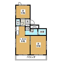 浅井コーポ2 2LDKの間取図画像