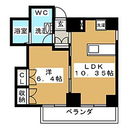 桂山サコウハイツYON 1LDKの間取図画像