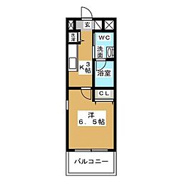 ラヴィ・アン・ローズ 1Kの間取図画像